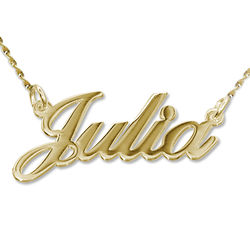 14k Gold Double Thickness Classic Name Necklace With Twist Chain product photo