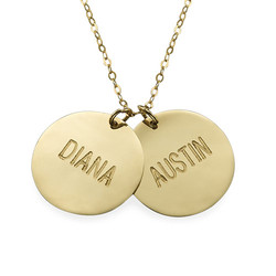 14k Gold Mothers Jewelry - Personalized Disc Necklace product photo