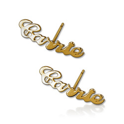 14K Gold Personalized Name Earrings product photo