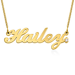 Personalized Classic Name Necklace in Gold Plated with Diamond product photo