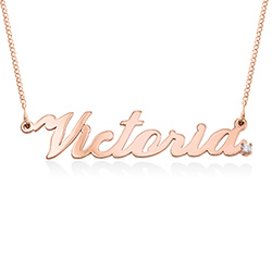 Classic Cocktail Name Necklace in 18k Rose Gold Plating with Diamond product photo