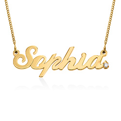 Classic Cocktail Name Necklace in 18k Gold Vermeil with Diamond product photo