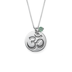 Om Necklace with Engraving and Birthstone product photo