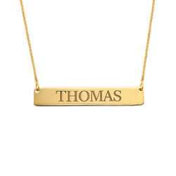 Engraved Bar Necklace in 18k Gold Vermeil product photo