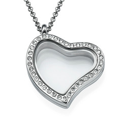 Silver Heart Locket with Crystals product photo