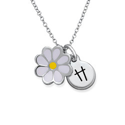 Enamel Flower Necklace for Kids with Initial Charm product photo