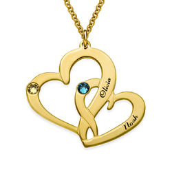Engraved Two Heart Necklace with Gold Plating product photo