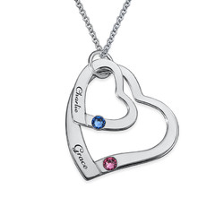 Floating Heart in Heart Necklace with Birthstones product photo