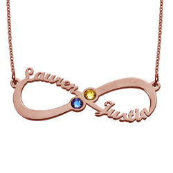 Infinity Name Necklace with Birthstones - Rose Gold Plating product photo