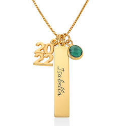 personalized charms graduation necklace in gold plating product photo
