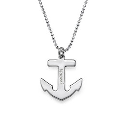 Sterling Silver Engraved Anchor Necklace product photo