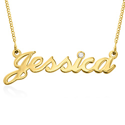 Small Classic Name Necklace in Gold Plated with Diamond product photo