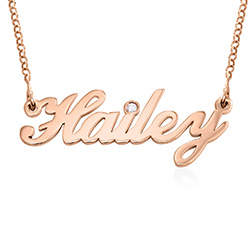 Small Classic Name Necklace in Rose Gold Plated with Diamond product photo