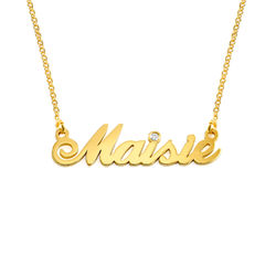 Small 18k Gold Vermeil Classic Name Necklace with Diamond product photo