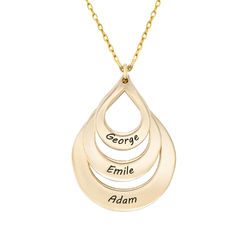 Engraved Family Necklace Drop Shaped in Gold 10K product photo