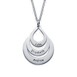 Engraved Family Necklace Drop Shaped in Premium Silver product photo