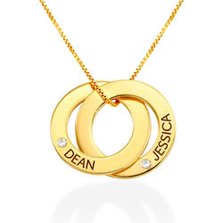 Diamond Russian Ring Necklace with 2 Rings in Gold Plating product photo
