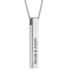 Personalized Vertical 3D Bar Necklace in Sterling Silver product photo