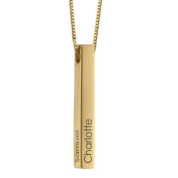 Personalized Vertical 3D Bar Necklace in 18k Gold Plating product photo