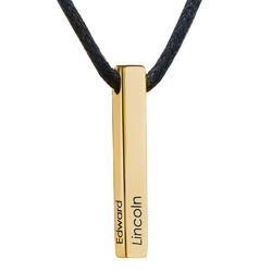 Engraved 3D Bar Name Necklace for Men in Gold Plating product photo