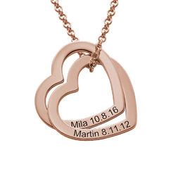 Claire Interlocking Hearts Necklace in 18k Rose Gold Plating product photo