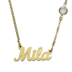 Name Necklace in Gold Plating with One Stone product photo