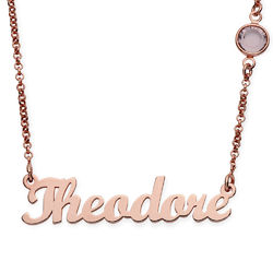 Name Necklace in Rose Gold Plating with One Stone product photo
