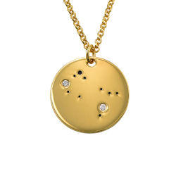 Gemini Constellation Necklace with Diamonds in Gold Plating product photo