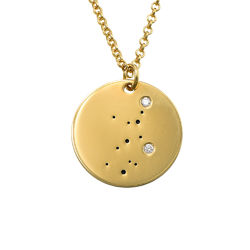 Virgo Constellation Necklace with Diamonds in Gold Plating product photo