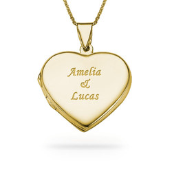 18k Gold plated Engraved Heart Locket Necklace product photo