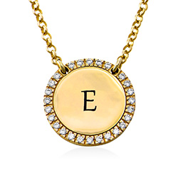 Personalized Round Cubic Zirconia Necklace in Gold Plating product photo