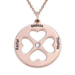 Four Leaf Clover Heart Necklace in Rose Gold Plating product photo