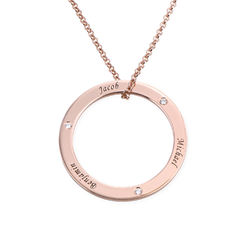 Engraved Family Circle Necklace for Mom in Rose Gold Plating product photo