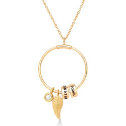 Linda Circle Pendant Necklace in 10k Yellow Gold with Lab-grown Diamond product photo