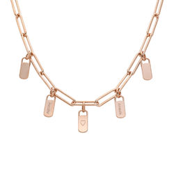 Chain Link Necklace with Custom Charms in Rose Gold Plating product photo