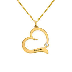 Personalized Birthstone Heart Necklace in 18K Gold Vermeil product photo