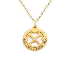 Four Leaf Clover Heart in Circle Pendant Necklace in 18k Gold Plated - Mini design product photo