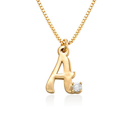 Diamond initial necklace in 18K Gold Plating product photo