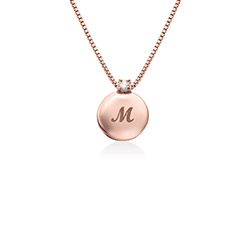 Small Circle Initial Necklace with Diamond in Rose Gold Plated product photo