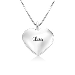 Heart Pendant Necklace with Engraving in Sterling Silver product photo