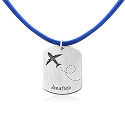 Airplane Personalized Dog Tag in Sterling Silver product photo