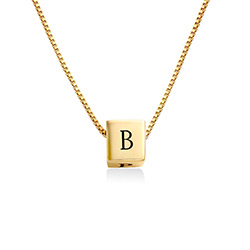 Blair Initial Cube Necklace in Gold Plating product photo