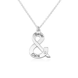 & Sign Custom Necklace in Sterling Silver with Diamond product photo