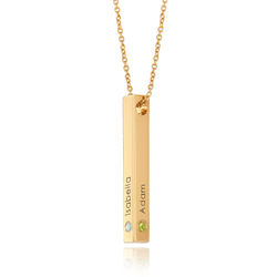 Vertical 3D Bar Necklace with Birthstones in 18k Gold Vermeil product photo