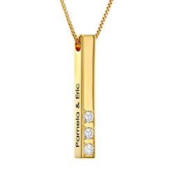 Vertical 3D Bar Necklace in Gold Vermeil with 0.10-0.30 CT. T.W Lab-Created Diamonds product photo