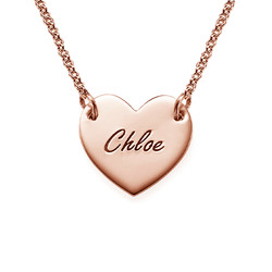 18k Rose Gold Plated Engraved Heart Necklace product photo