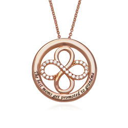 Double Infinity Circle Necklace with Zirconia in 18k Rose Gold Plating product photo
