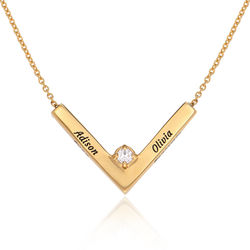 MYKA Diamond V-Necklace in 18k Gold Plating product photo