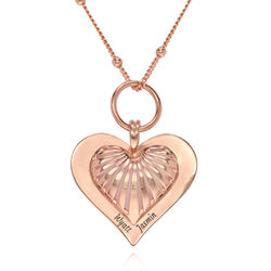 3D Heart Necklace in 18k Rose Gold Plating product photo