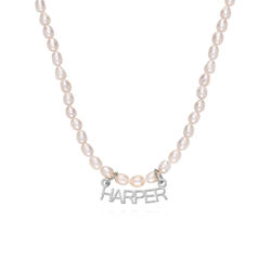 Chiara Pearl Name Necklace in Sterling Silver product photo